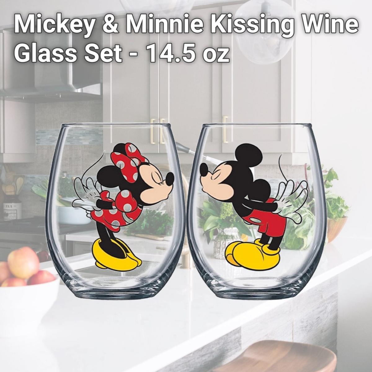 Picture of Disney 46040 Mickey & Minnie Kissing Wine Glass Set - 14.5 oz