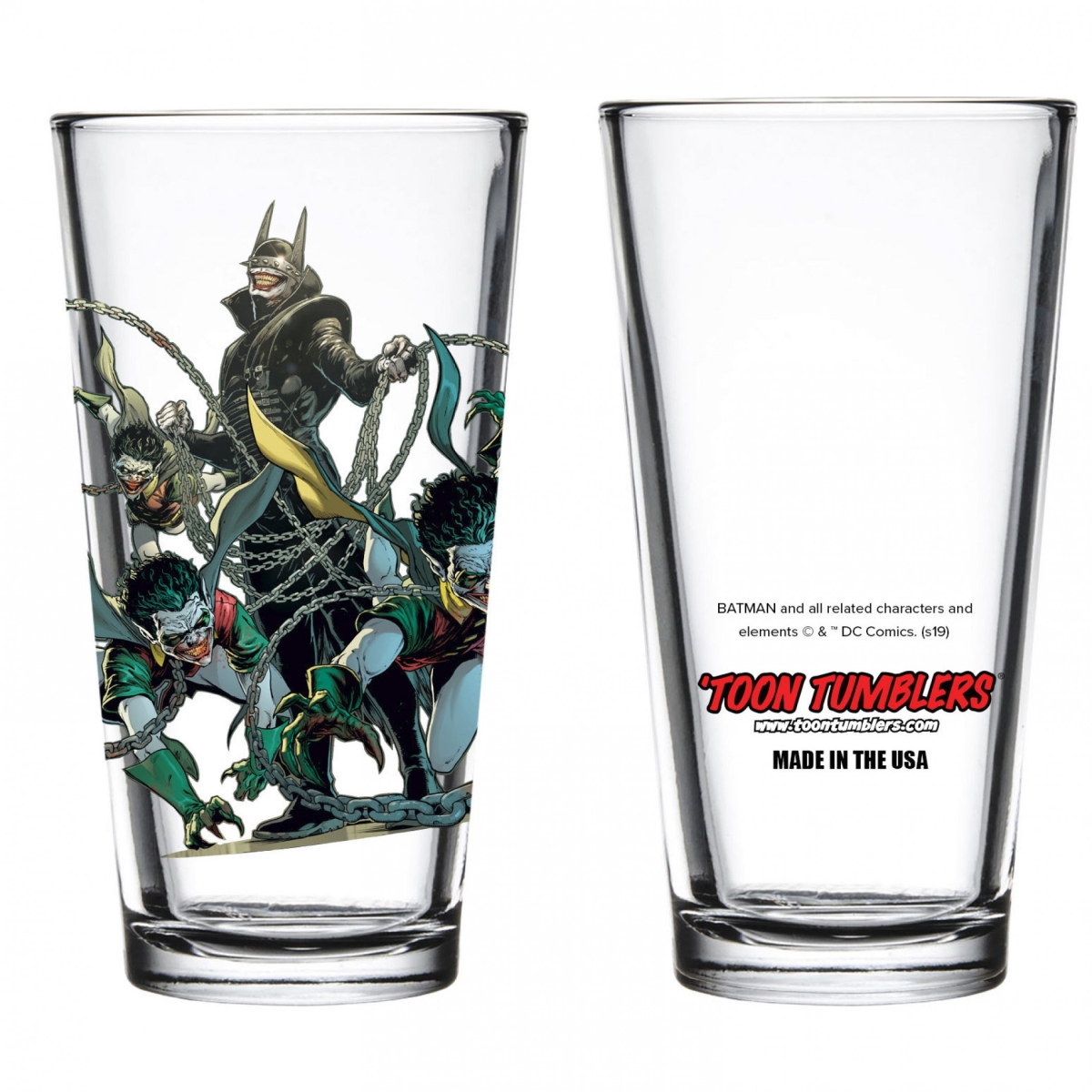 UPC 855289001480 product image for 112636 Dark Nights Metal the Batman Who Laughs with Robin Minions Pint Glass | upcitemdb.com