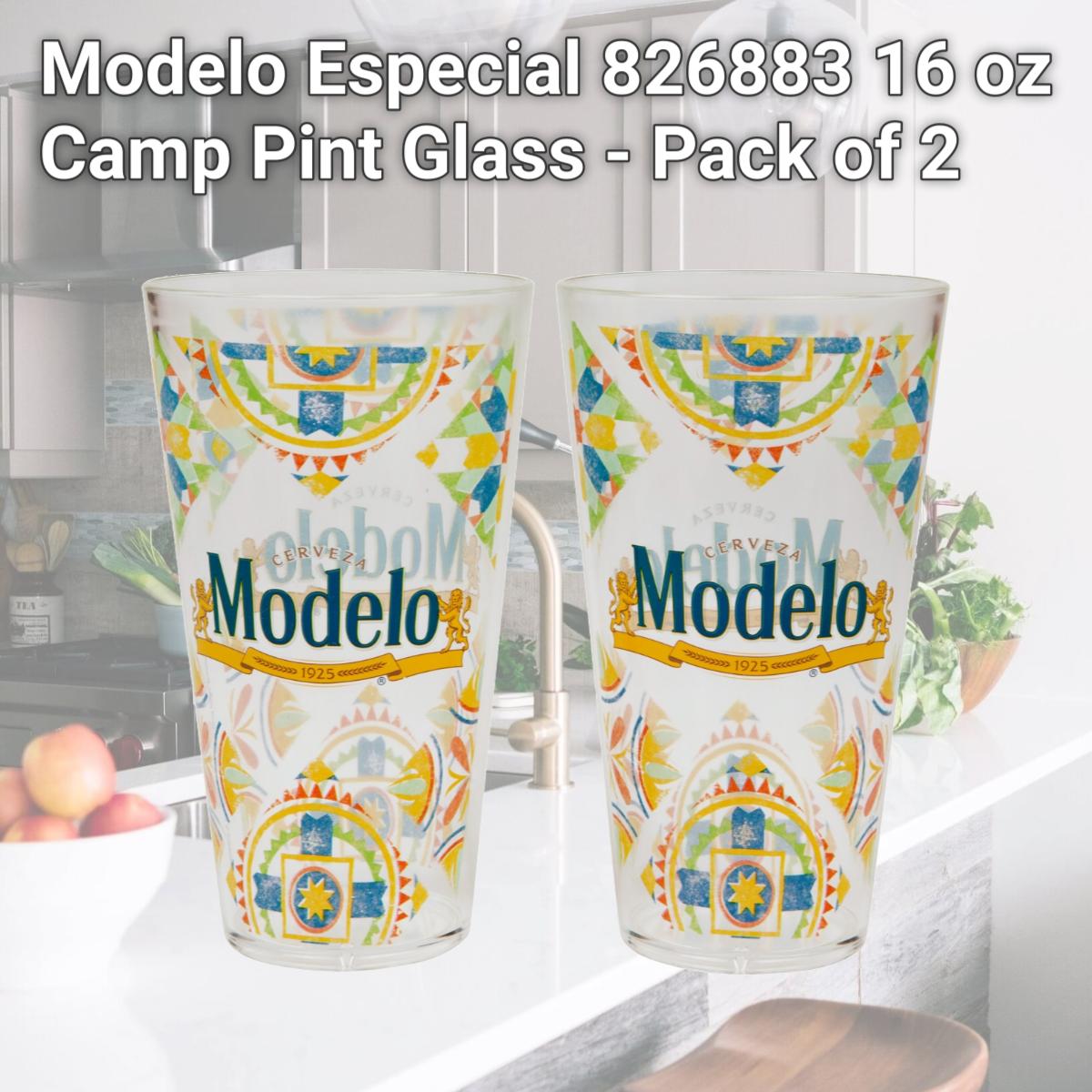 Picture of Modelo Especial 826883 16 oz Camp Pint Glass - Pack of 2