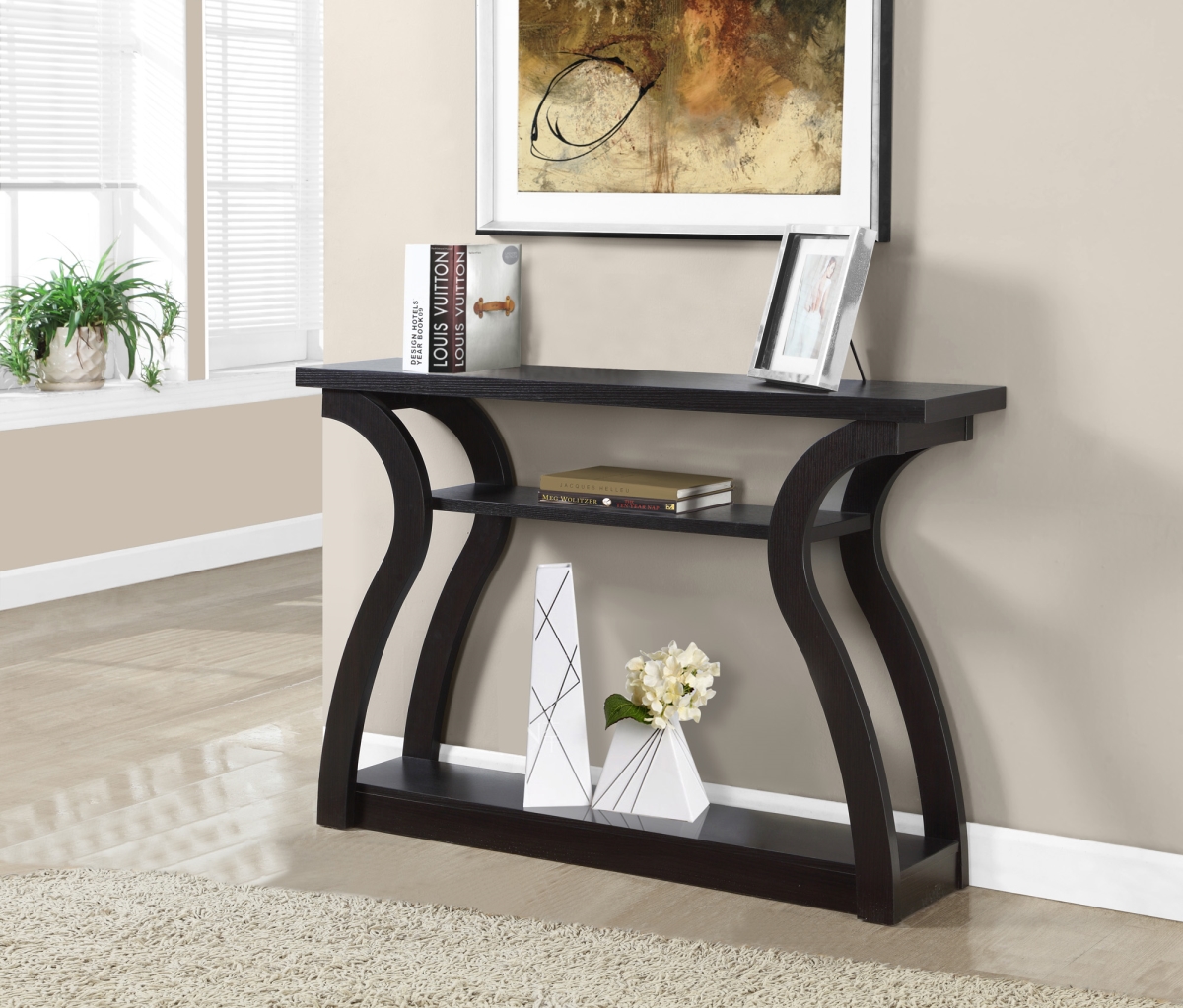 I 2445 47 In. Hall Console Accent Table - Cappuccino