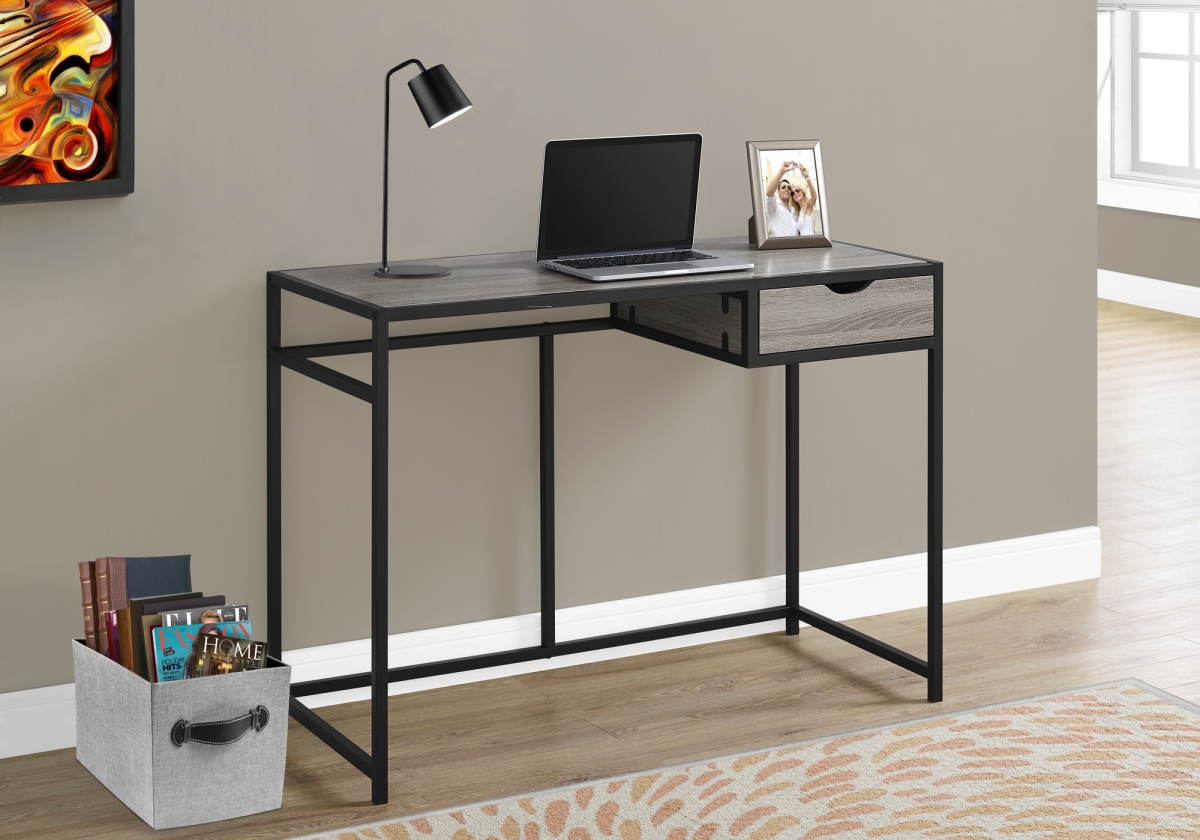 42 In. Monarch Computer Desk With Black Metal- Dark Taupe