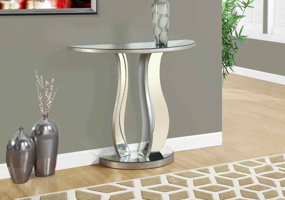 I 3727 36 In. Brushed Mirror Console Table, Silver