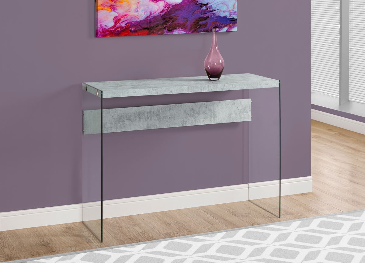 I 3232 Console Table With Tempered Glass - Grey Cement