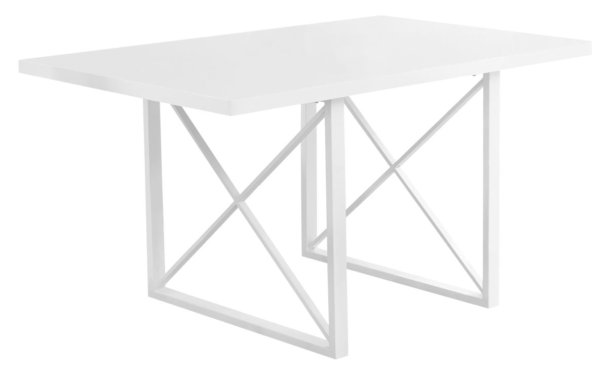 36 X 60 In. Dining Table - White Glossy, White Metal