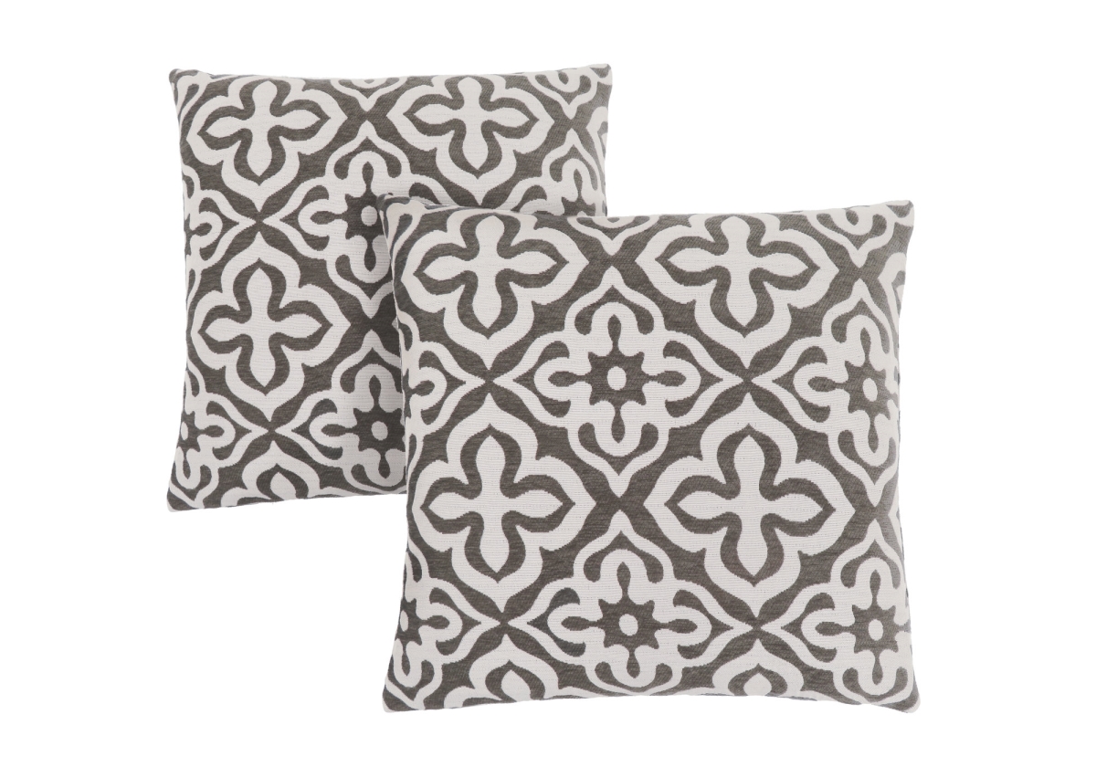 I 9217 18 X 18 In. Pillow With Motif Design - Dark Taupe, 2 Piece