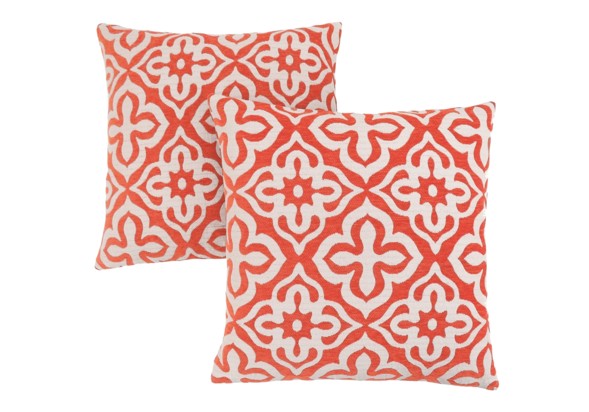 I 9221 18 X 18 In. Pillow With Motif Design - Orange, 2 Piece