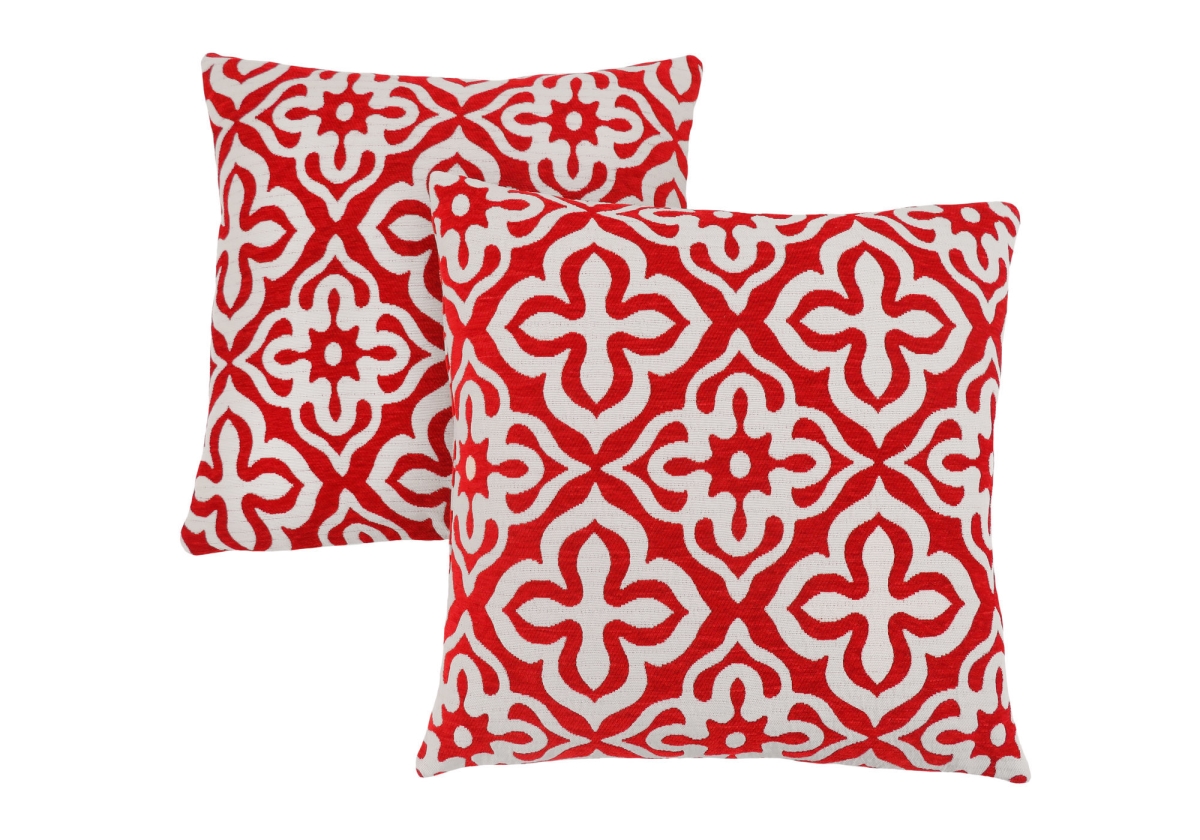 I 9223 18 X 18 In. Pillow With Motif Design - Red, 2 Piece