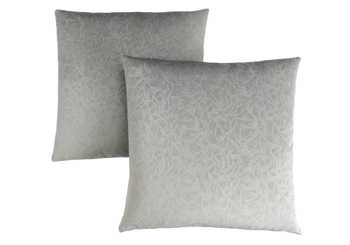 I 9257 18 X 18 In. Pillow With Floral Velvet - Light Grey, 2 Piece