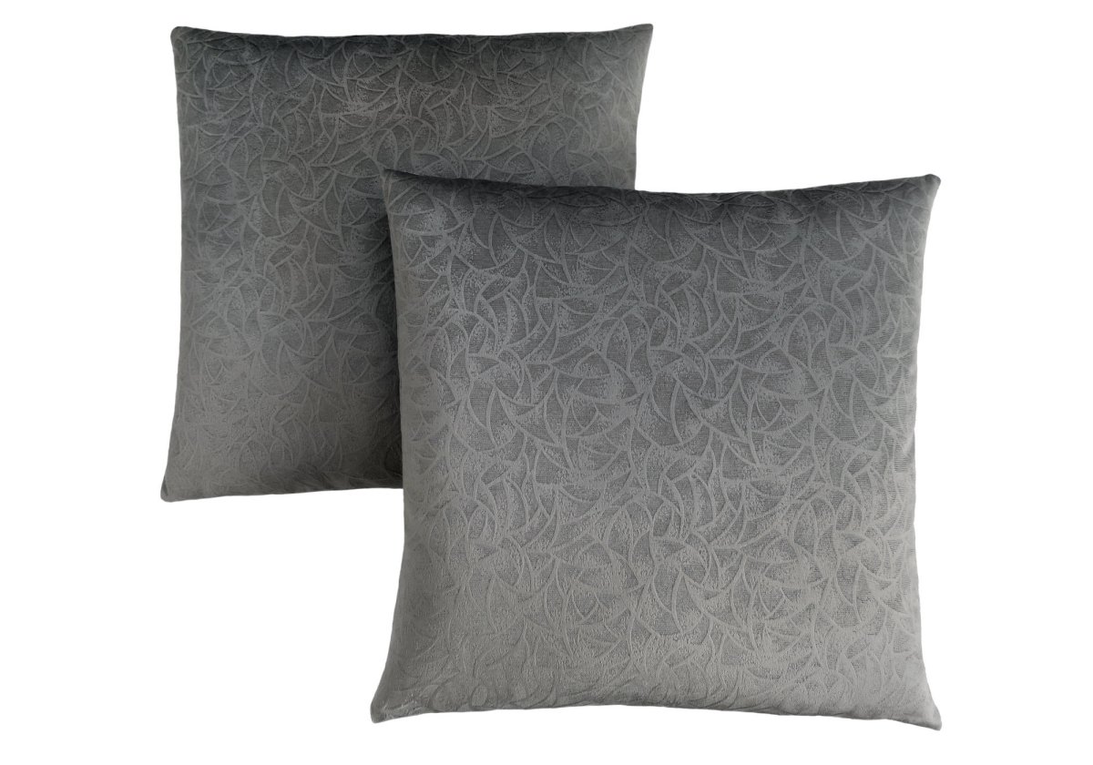 I 9259 18 X 18 In. Pillow With Floral Velvet - Dark Grey, 2 Piece