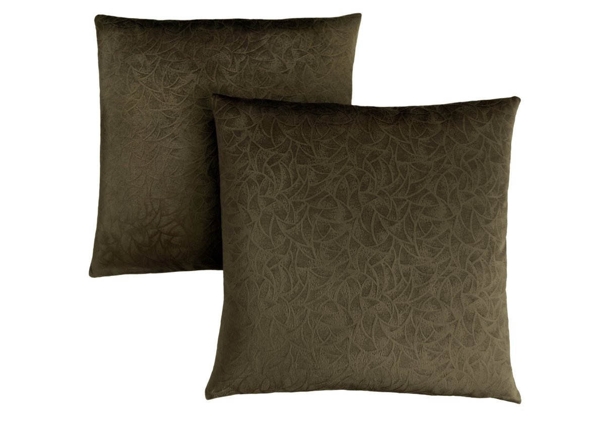 I 9263 18 X 18 In. Pillow With Floral Velvet - Dark Green, 2 Piece