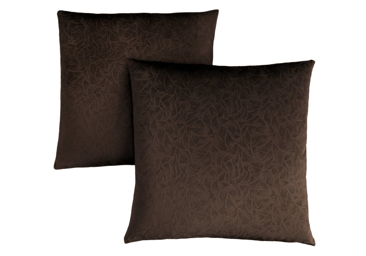 I 9265 18 X 18 In. Pillow With Floral Velvet - Dark Brown, 2 Piece