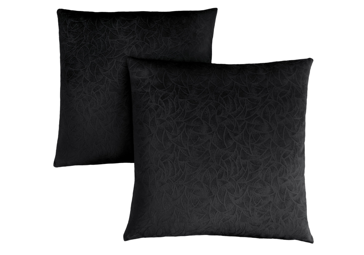 I 9267 18 X 18 In. Pillow With Floral Velvet - Black, 2 Piece