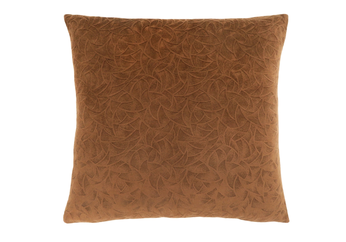 I 9268 18 X 18 In. Pillow With Floral Velvet, Light Brown