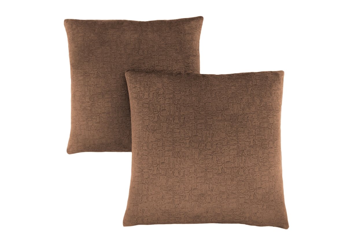 I 9277 18 X 18 In. Pillow With Mosaic Velvet - Light Brown, 2 Piece