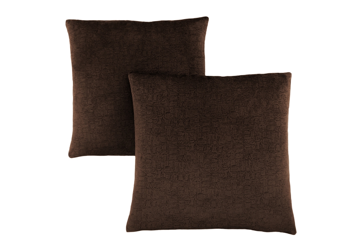 I 9285 18 X 18 In. Pillow With Mosaic Velvet - Dark Brown, 2 Piece