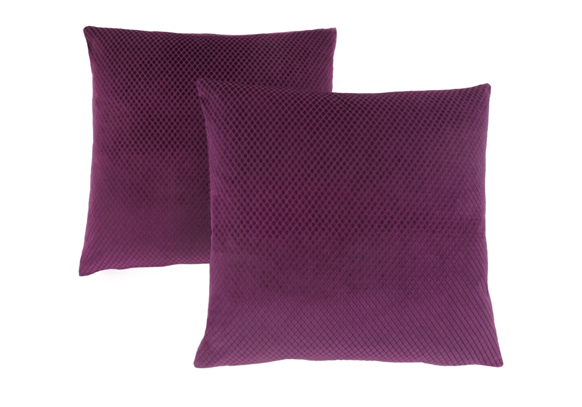 I 9303 18 X 18 In. Pillow With Diamond Velvet - Purple, 2 Piece