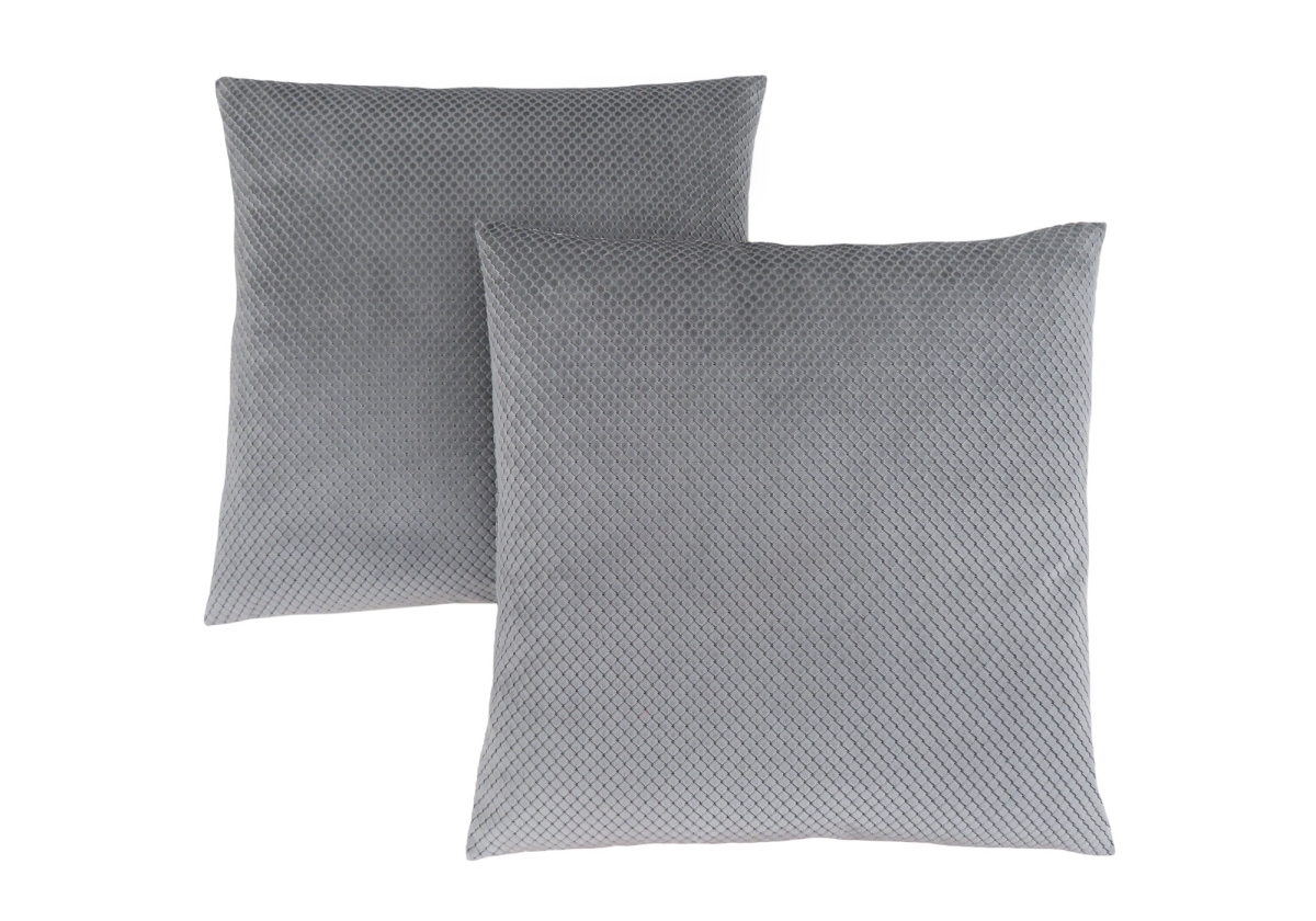 I 9307 18 X 18 In. Pillow With Diamond Velvet - Silver, 2 Piece