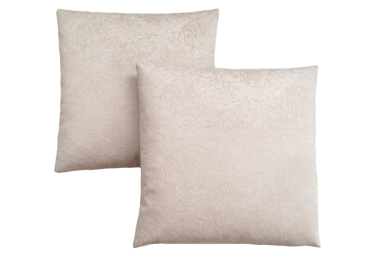 I 9319 18 X 18 In. Pillow With Feathered Velvet - Light Taupe, 2 Piece