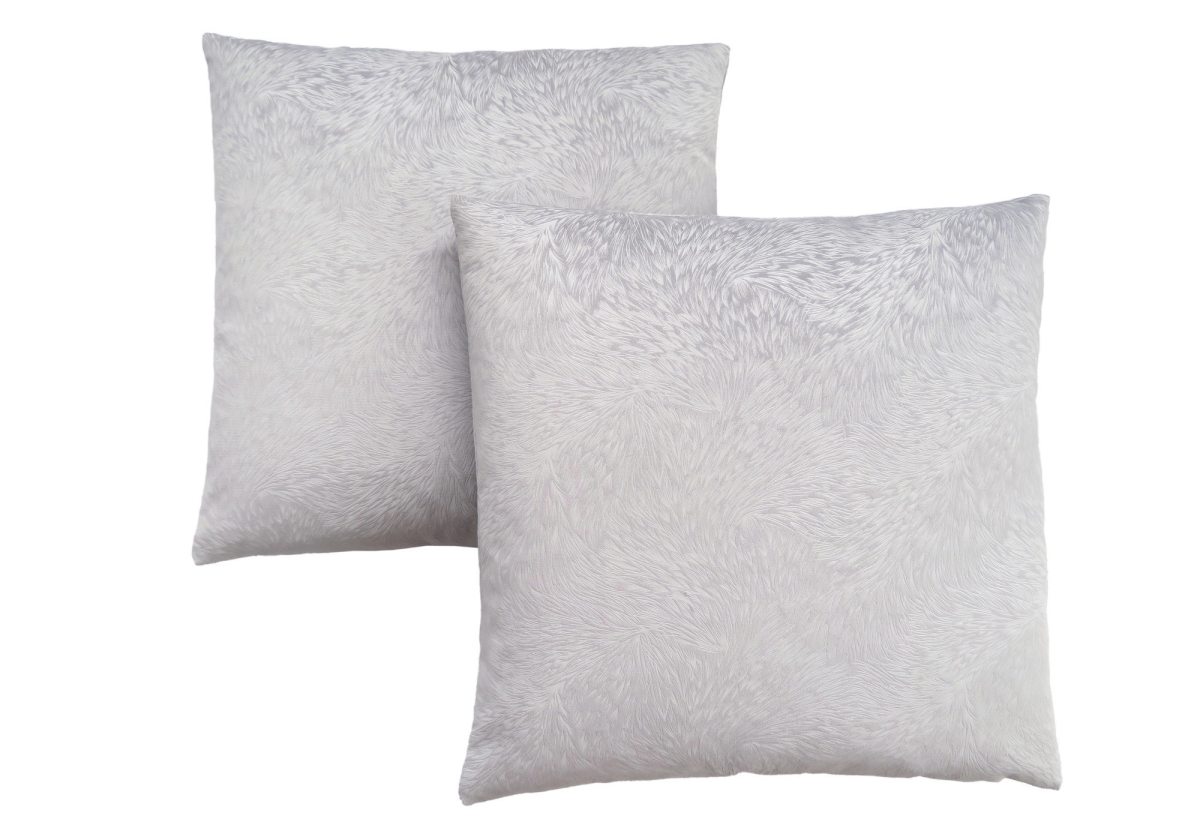 I 9321 18 X 18 In. Pillow With Feathered Velvet - Light Grey, 2 Piece