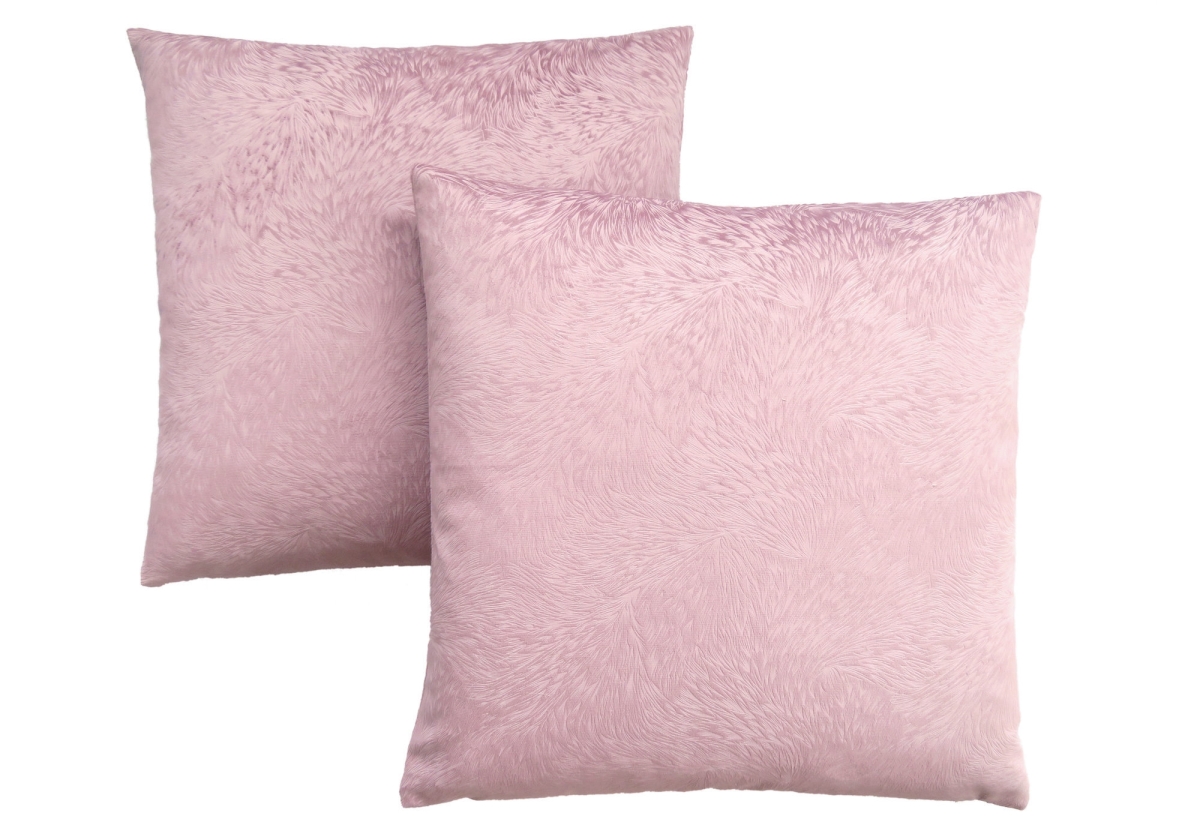 I 9323 18 X 18 In. Pillow With Feathered Velvet - Light Pink, 2 Piece