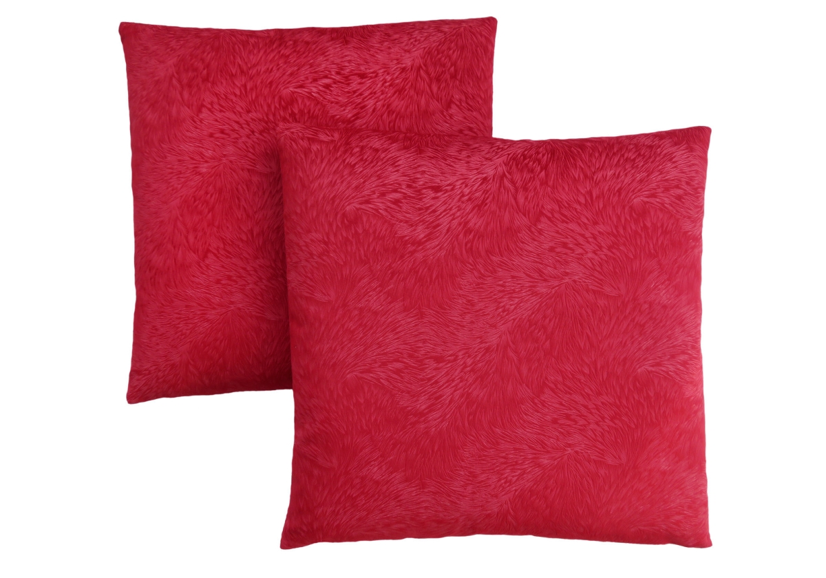 I 9327 18 X 18 In. Pillow With Feathered Velvet - Red, 2 Piece