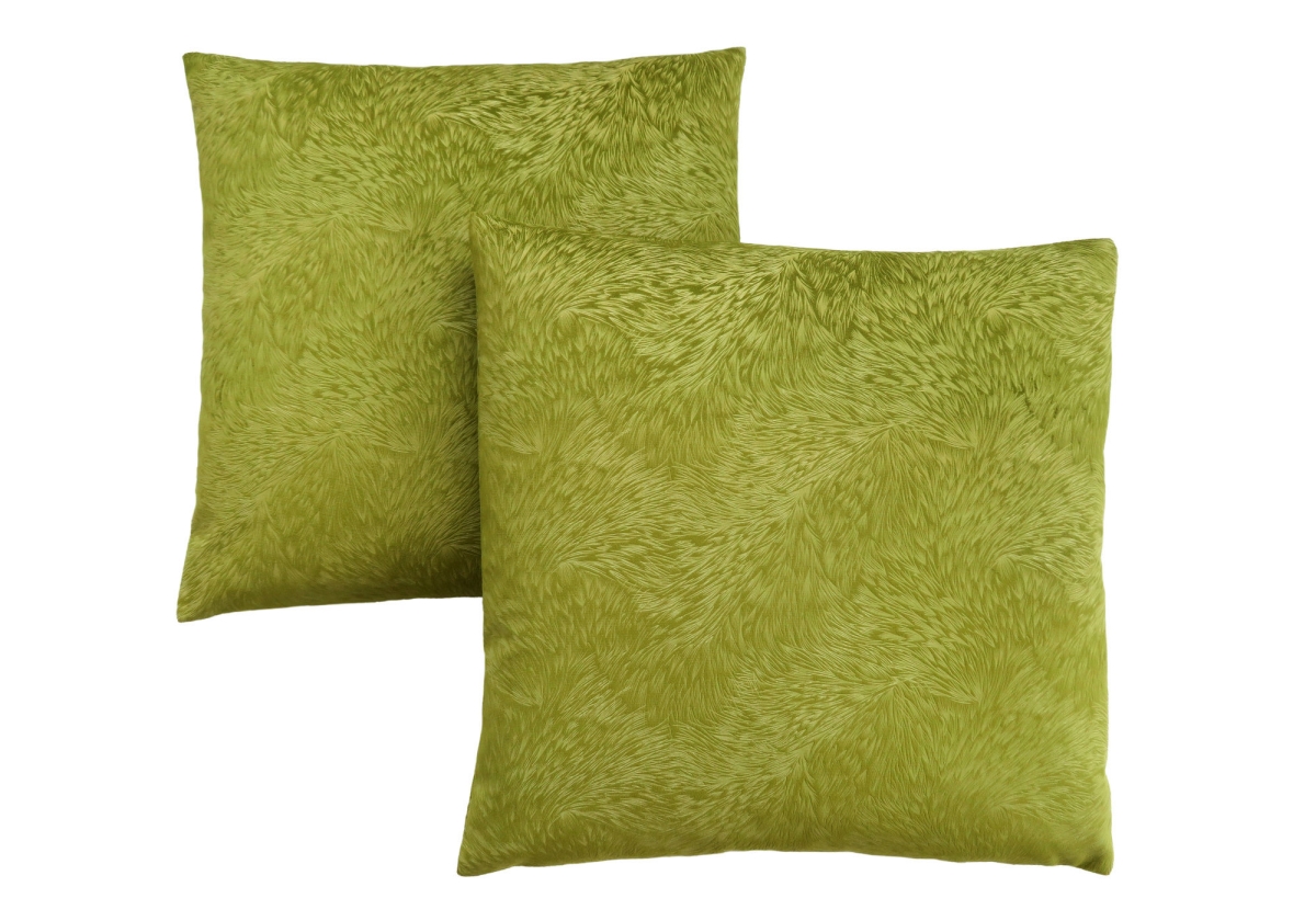 I 9329 18 X 18 In. Pillow With Feathered Velvet - Lime Green, 2 Piece