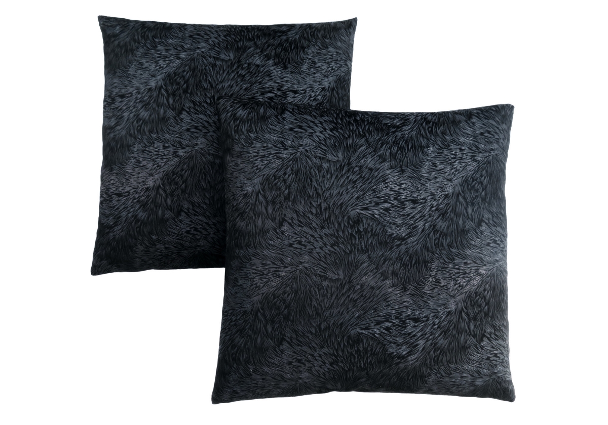 I 9333 18 X 18 In. Pillow With Feathered Velvet - Black, 2 Piece