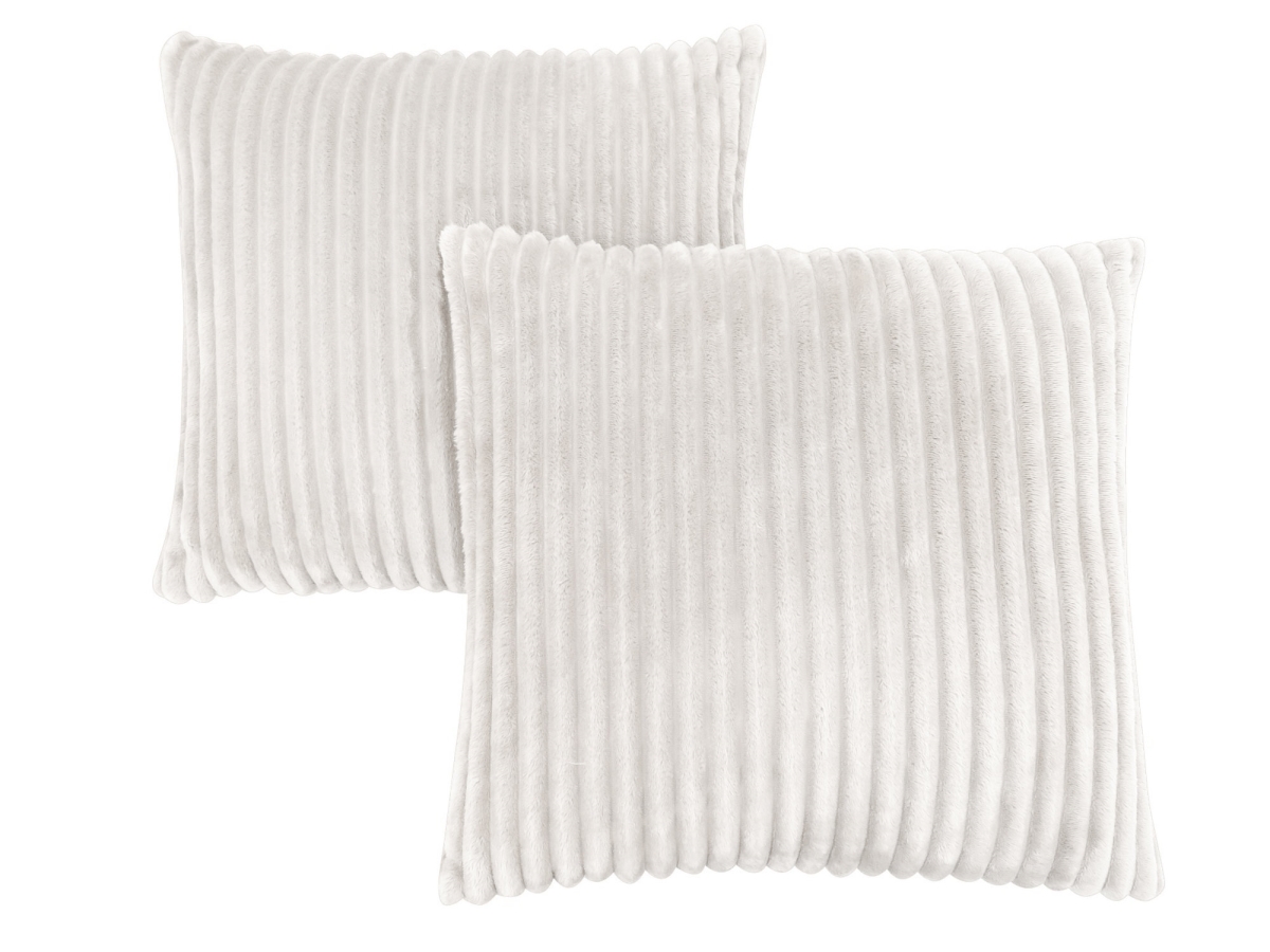 I 9351 Textured Rib Pillow, Ivory - 18 X 18 In.- 2 Piece
