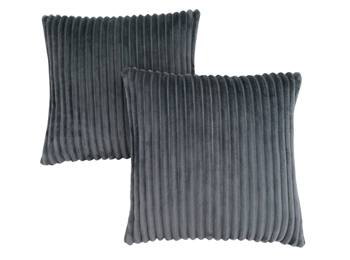I 9353 Textured Rib Pillow, Grey - 18 X 18 In. - 2 Piece