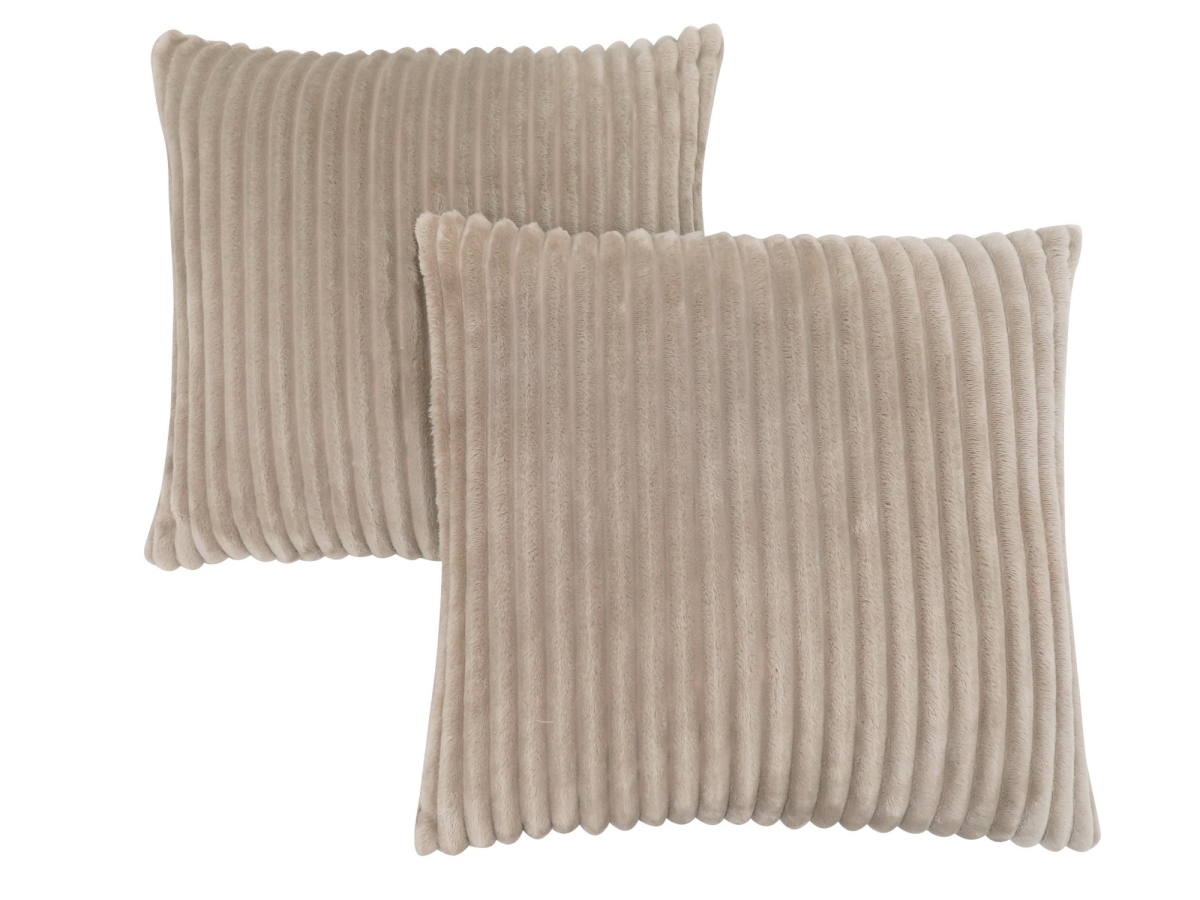 I 9355 Textured Rib Pillow, Beige - 18 X 18 In. - 2 Piece