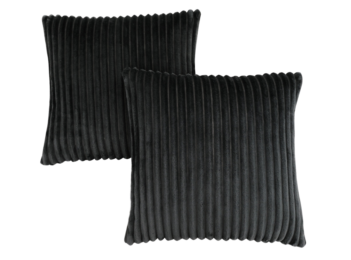 I 9357 Textured Rib Pillow, Black - 18 X 18 In. - 2 Piece