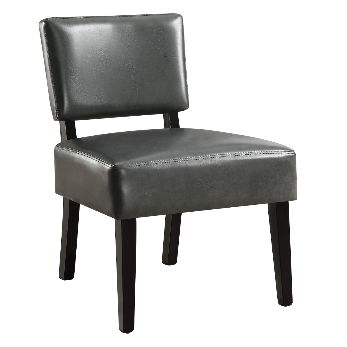 Accent Chair, Charcoal Grey Leather, Look Fabric