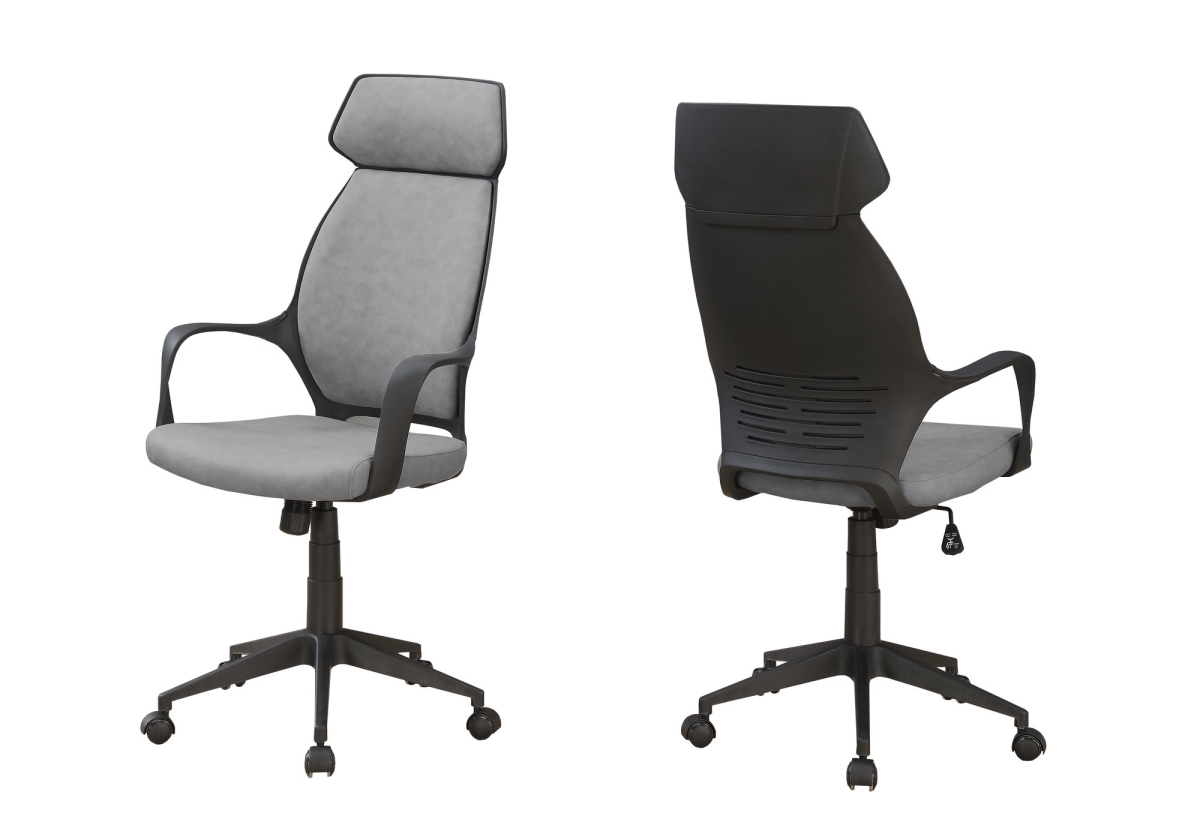 Office Chair - Grey Microfiber & High Back Executive