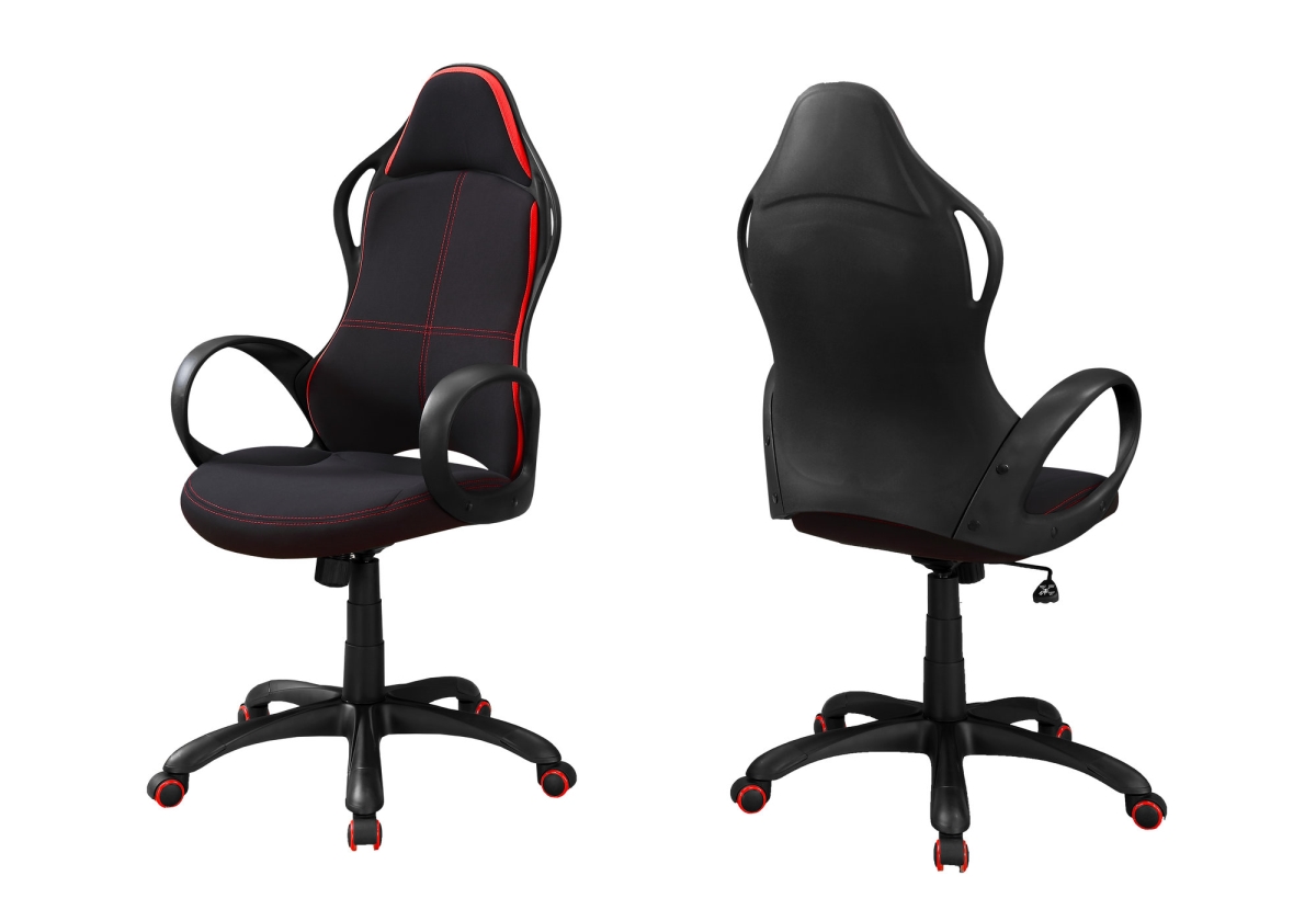 Office Chair - Black, Red Fabric & Multi Position