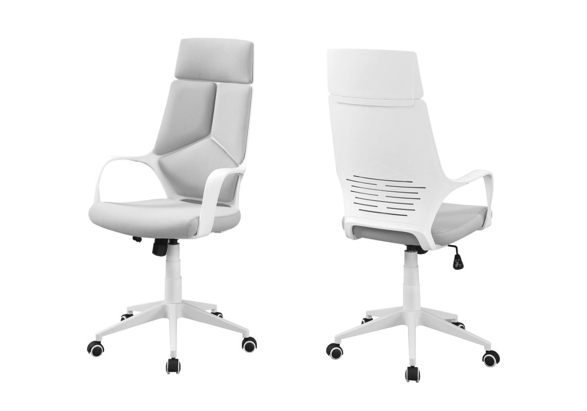 I 7270 Office Chair - White, Grey Fabric & High Back Executive