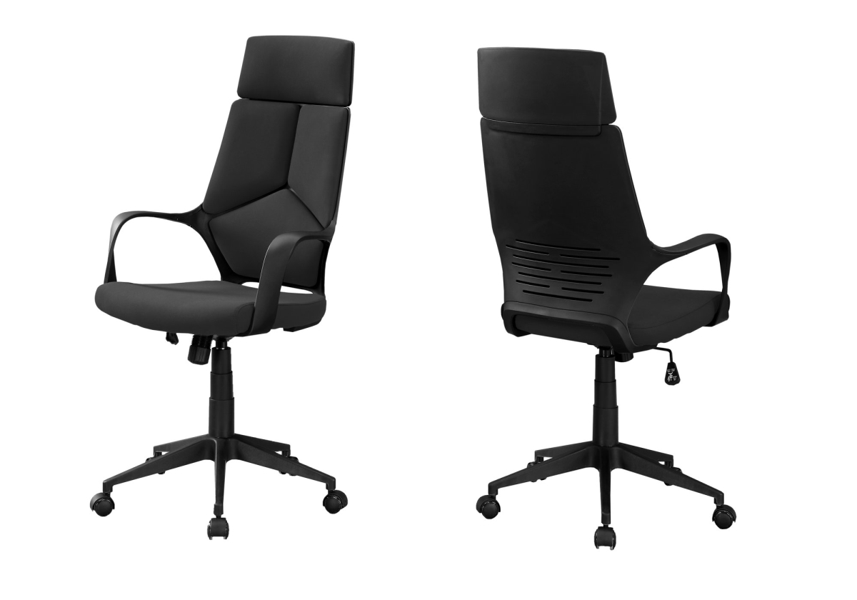 Office Chair - Black, Black Fabric & High Back Executive