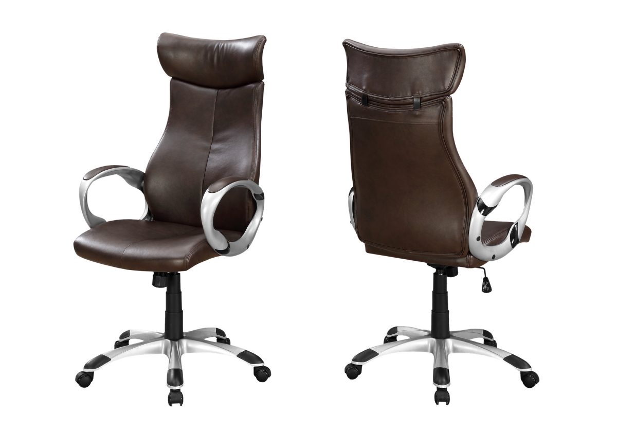 I 7289 Office Chair - Brown Leather-look & High Back Executive