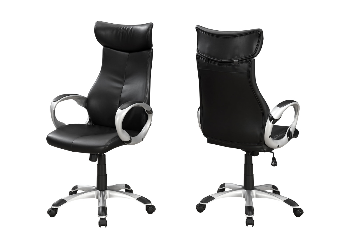 Office Chair - Black Leather-look & High Back Executive