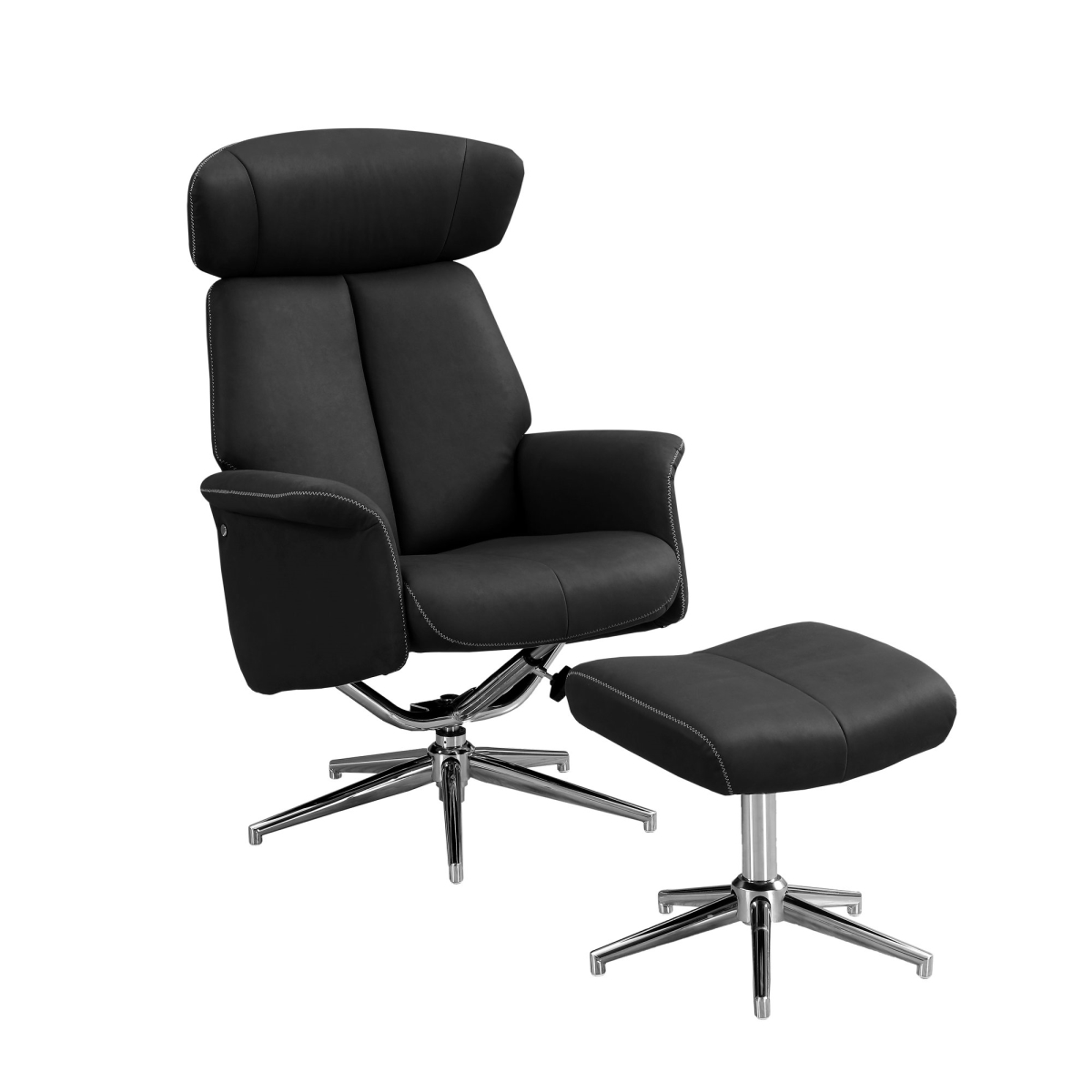 Recliner - 2 Piece Set & Black Swivel - Adjustable Headrest