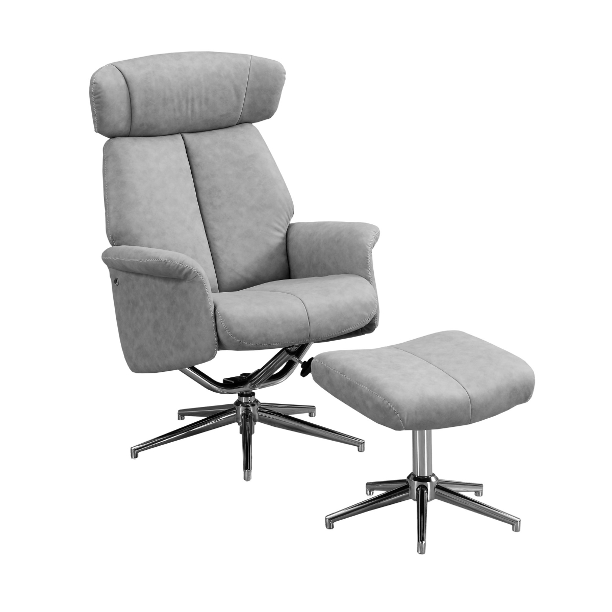 Recliner - 2 Piece Set & Grey Swivel - Adjustable Headrest