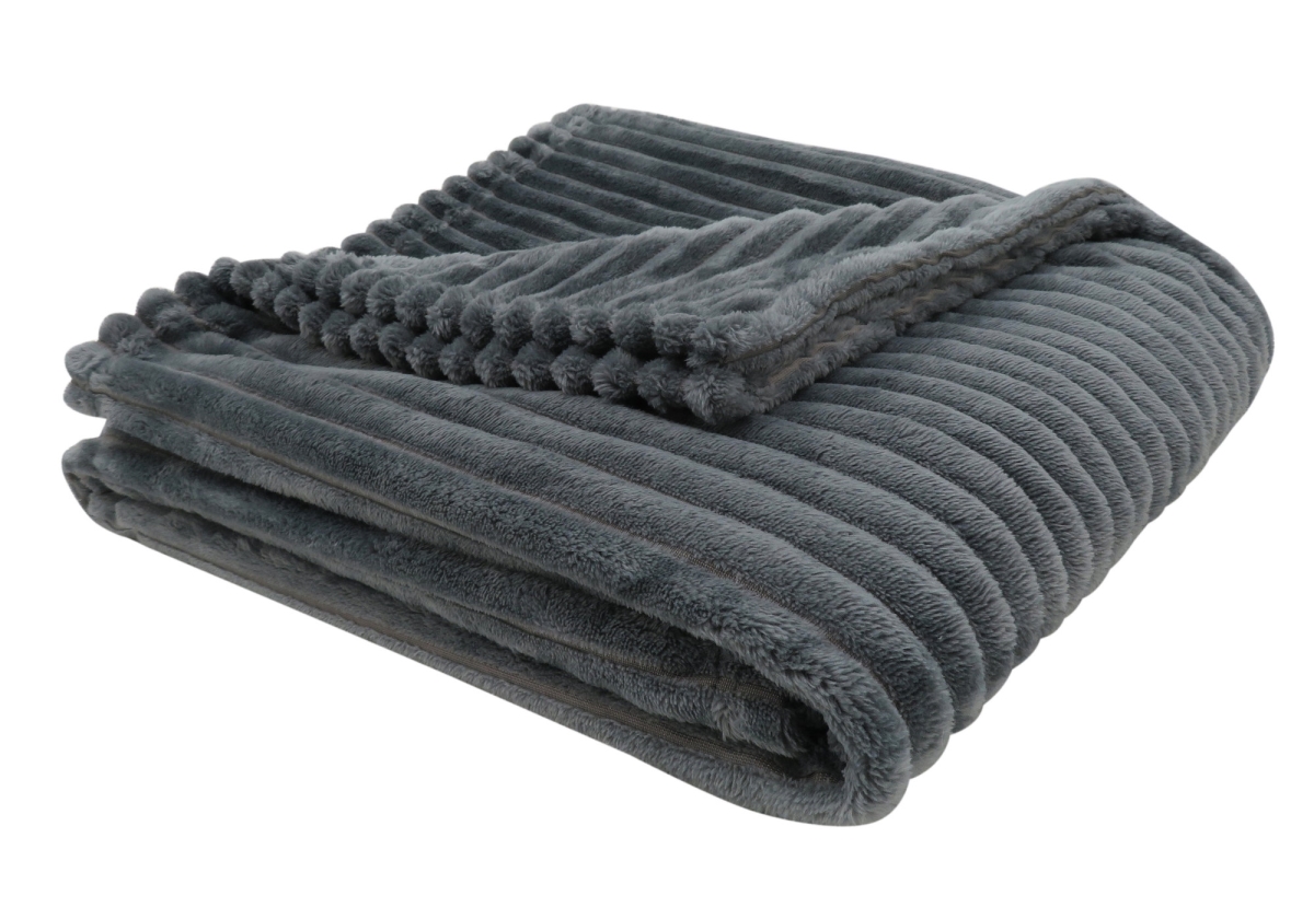 I 9601 Throw - 60 X 50 In. & Grey Ultra Soft Ribbed Style