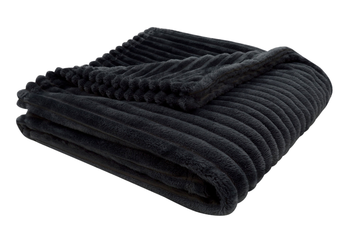 I 9603 Throw - 60 X 50 In. & Black Ultra Soft Ribbed Style