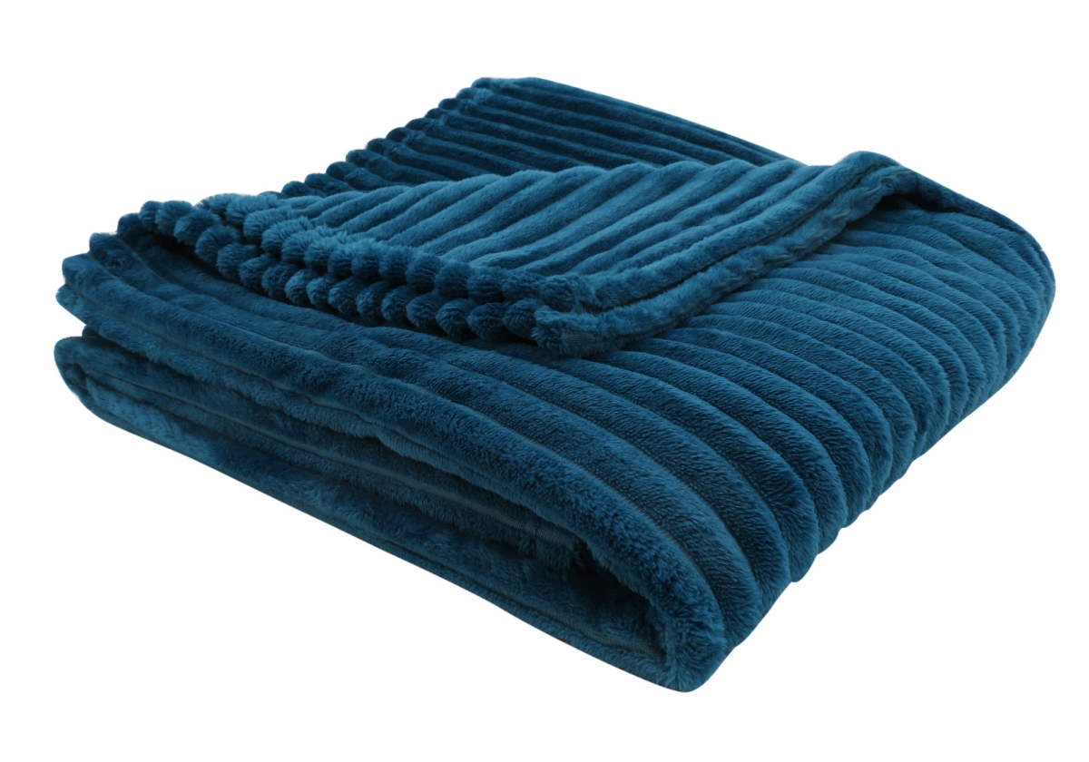 I 9604 Throw - 60 X 50 In. & Blue Ultra Soft Ribbed Style