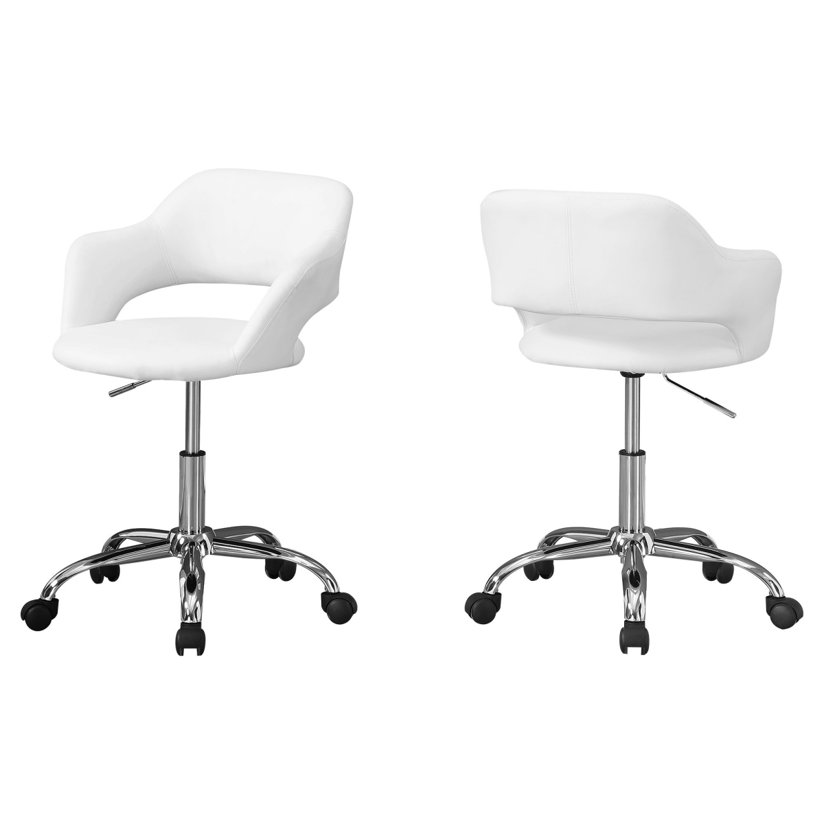 I 7299 White & Chrome Metal Hydraulic Lift Base Office Chair