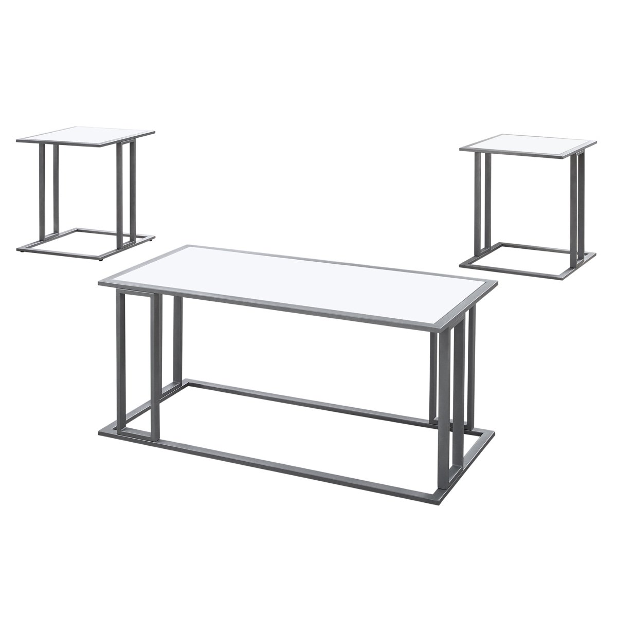White & Silver Metal Table Set - 3 Piece