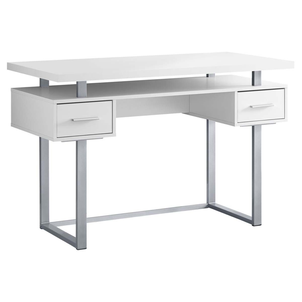 I 7383 48 In. White & Silver Metal Computer Desk