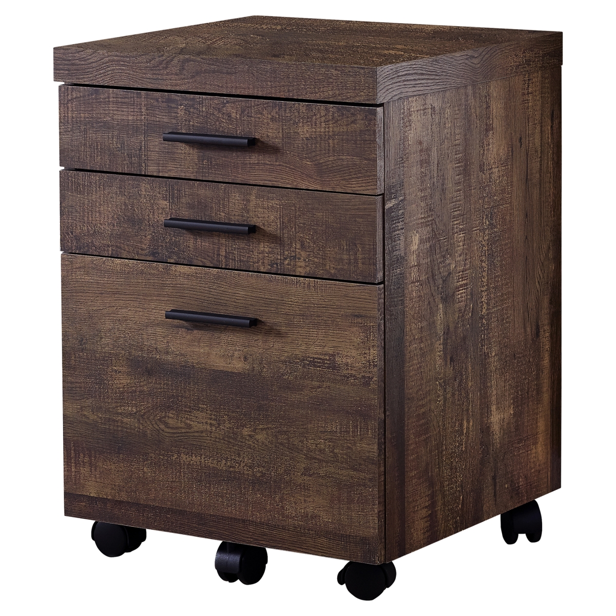 I 7400 3 Drawer Brown Reclaimed Wood Filing Cabinet On Castors