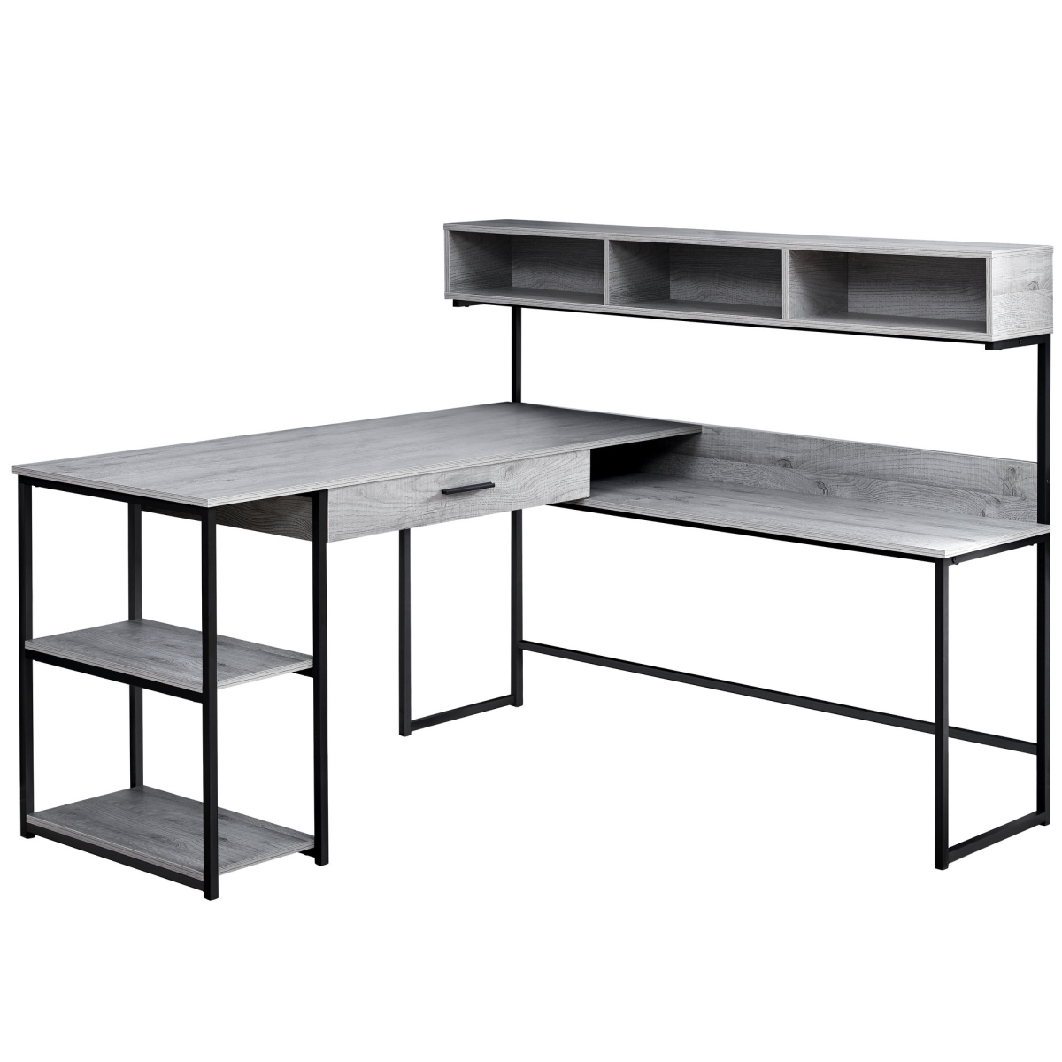 I 7160 Grey & Black Metal Corner Computer Desk