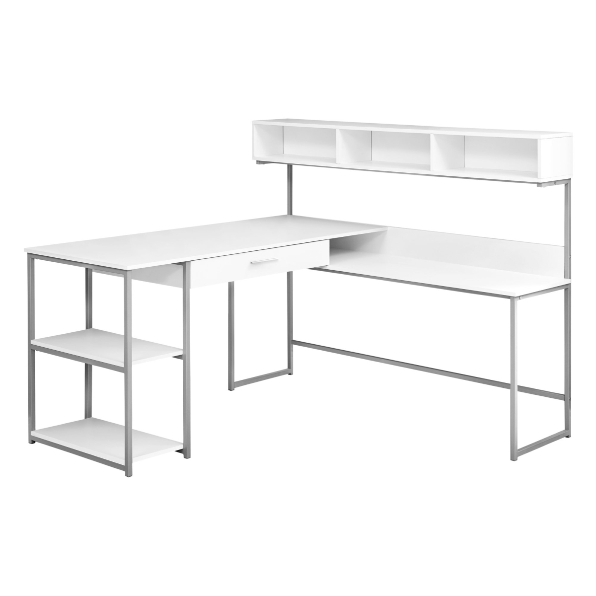 I 7162 White & Silver Metal Corner Computer Desk