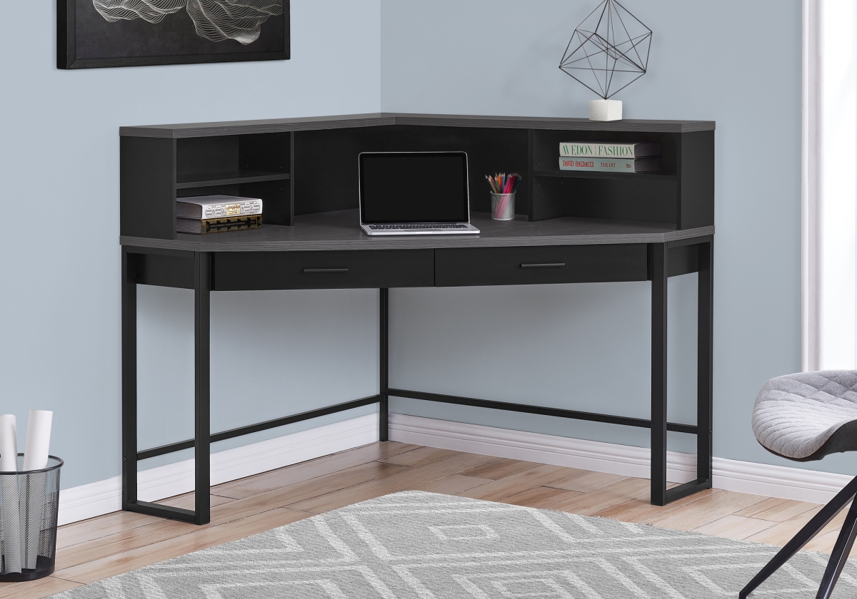 I 7513 48 In. Black & Grey Top Corner Computer Desk
